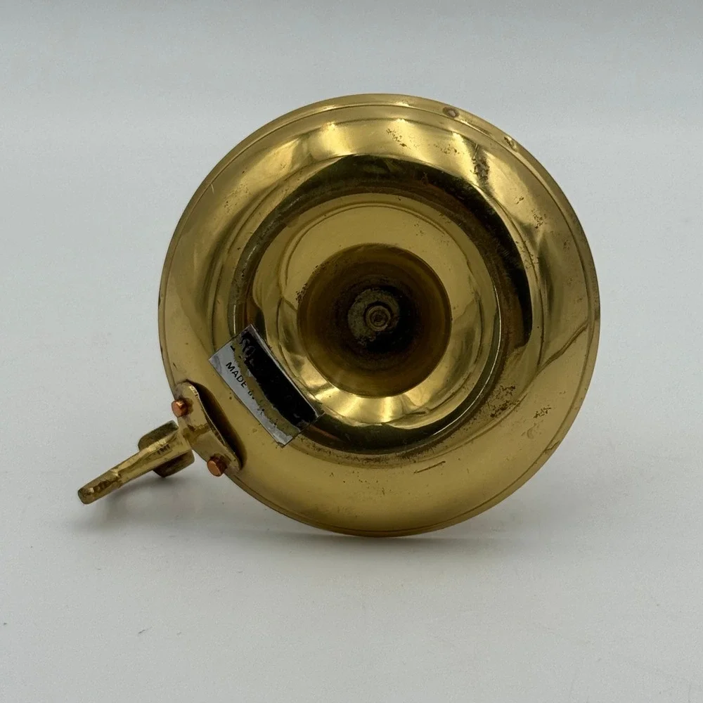 Vintage Solid Brass Chamberstick Candle Holder Finger Loop Handle Made in India